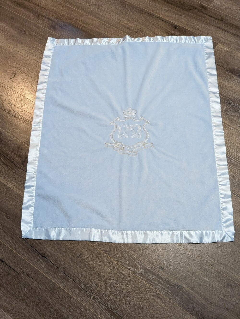 Blanket And beyond. Baby Baby Light Blue Satin-Trim And Back Baby Blanket.